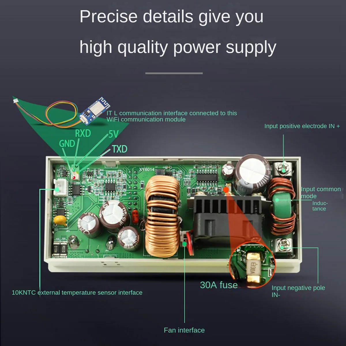 XY6014 Источник электроэнергии с регулируемым постоянным током и стабилизированным напряжением с ЧПУ 1,8-дюймовый цветной ЖК-дисплей постоянного напряжения Мощностью 900 Вт Изображение 3