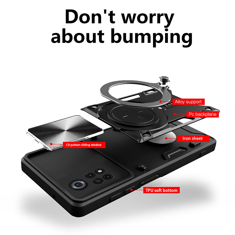 Для Xiaomi POCO X4 Pro 5G Case Slide Lens Protect Чехол Для Телефона Pocophone Poko Poxo Little X4Pro X4 Pro Металлическое Кольцо Задняя Крышка Изображение 5