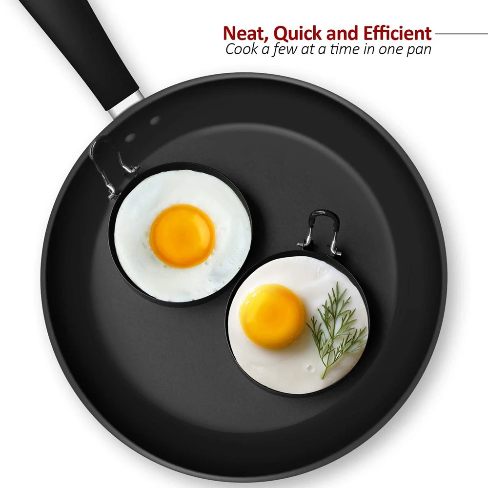 Кольца для яиц, 4 упаковки колец для приготовления яиц из нержавеющей стали, Форма для приготовления блинов для жарки яиц и омлета Изображение 1