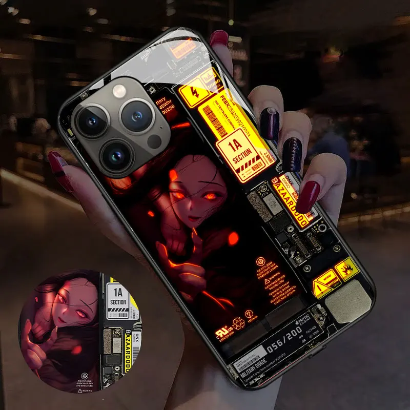 Лучший Аниме Hot Blood Умный Светящийся Чехол Для Телефона Titan Для Iphone 14 plus 13 12 11 Pro Max Mini XS XR X Со Светодиодным Голосовым Управлением Изображение 2