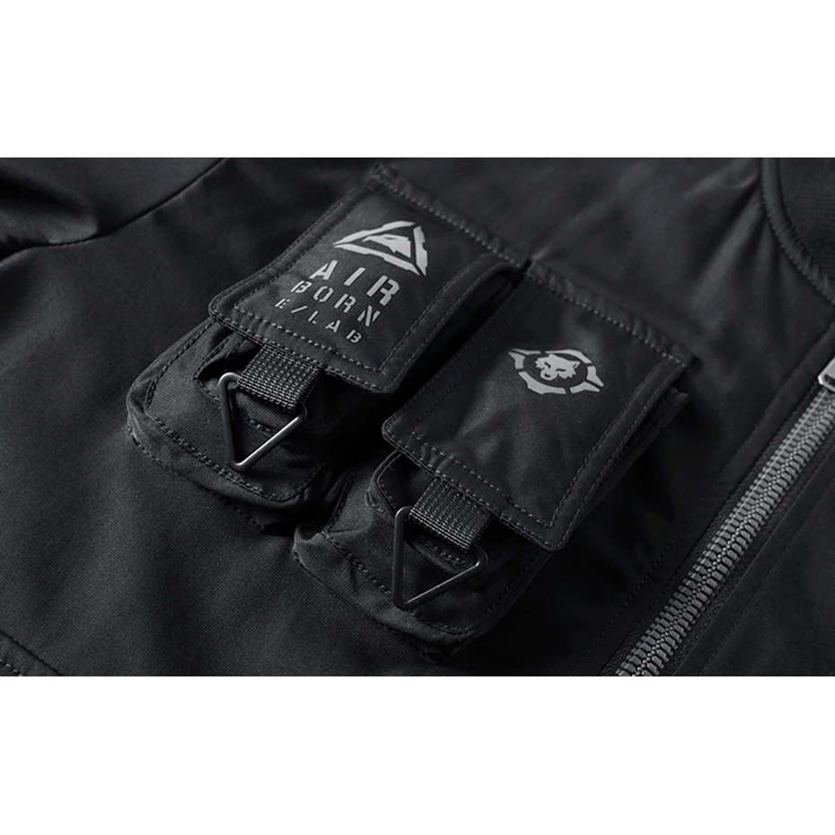 Мужские куртки-бомберы Ma1, уличная куртка Techwear, куртка с множеством карманов, негабаритная черная университетская бейсбольная куртка, куртки в стиле хип-хоп в стиле милитари Изображение 3