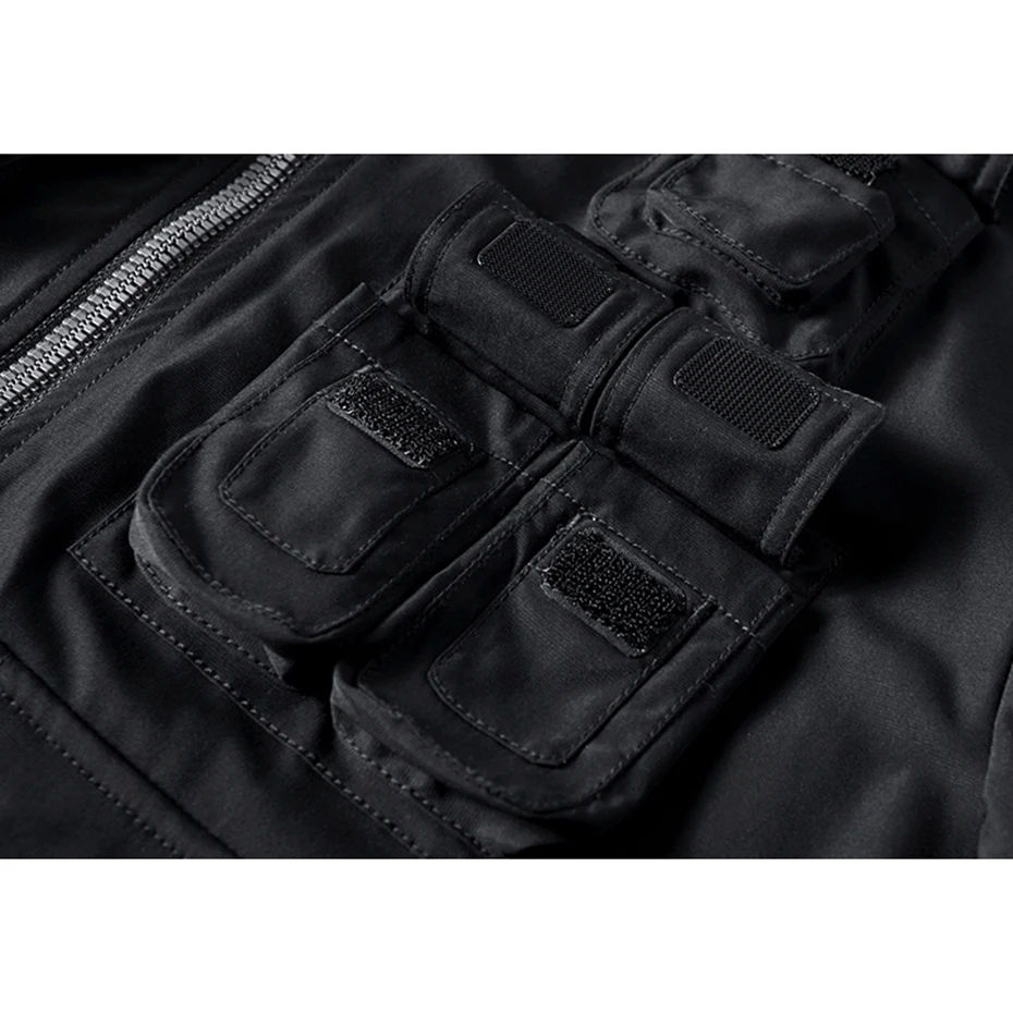 Мужские куртки-бомберы Ma1, уличная куртка Techwear, куртка с множеством карманов, негабаритная черная университетская бейсбольная куртка, куртки в стиле хип-хоп в стиле милитари Изображение 4