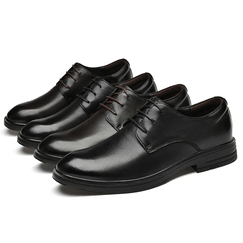 мужские оксфорды, роскошные деловые Элегантные мужские кожаные туфли на шнуровке, Дышащая резина, Официальная модная обувь в британском стиле для мужчин Изображение 5