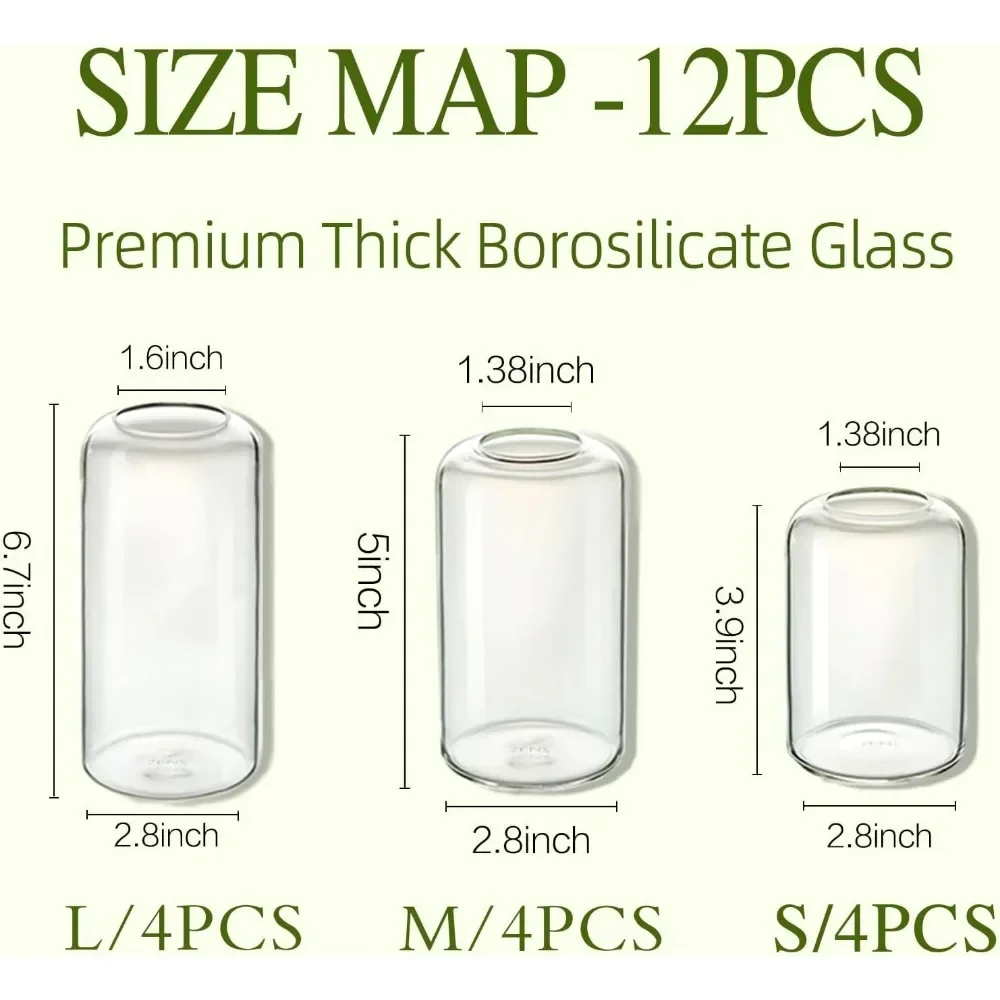 Набор стеклянных ваз для бутонов из 12 Прозрачных Маленьких Вазочек для бутонов Оптом для Цветов. Современная Ваза Из Цилиндрического Стекла Ручной Выдувки Изображение 3