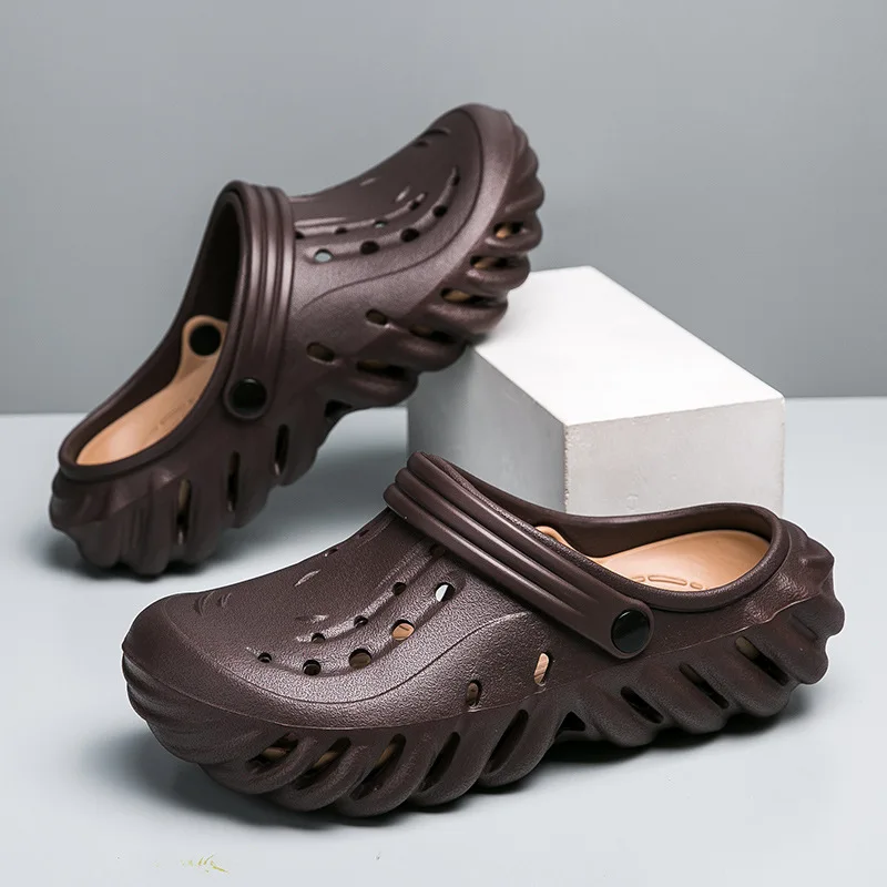 Обувь с отверстиями 2023, мужские тапочки, летние новые сандалии с нескользящей и износостойкой обмоткой, пляжные тапочки на мягкой подошве Изображение 1