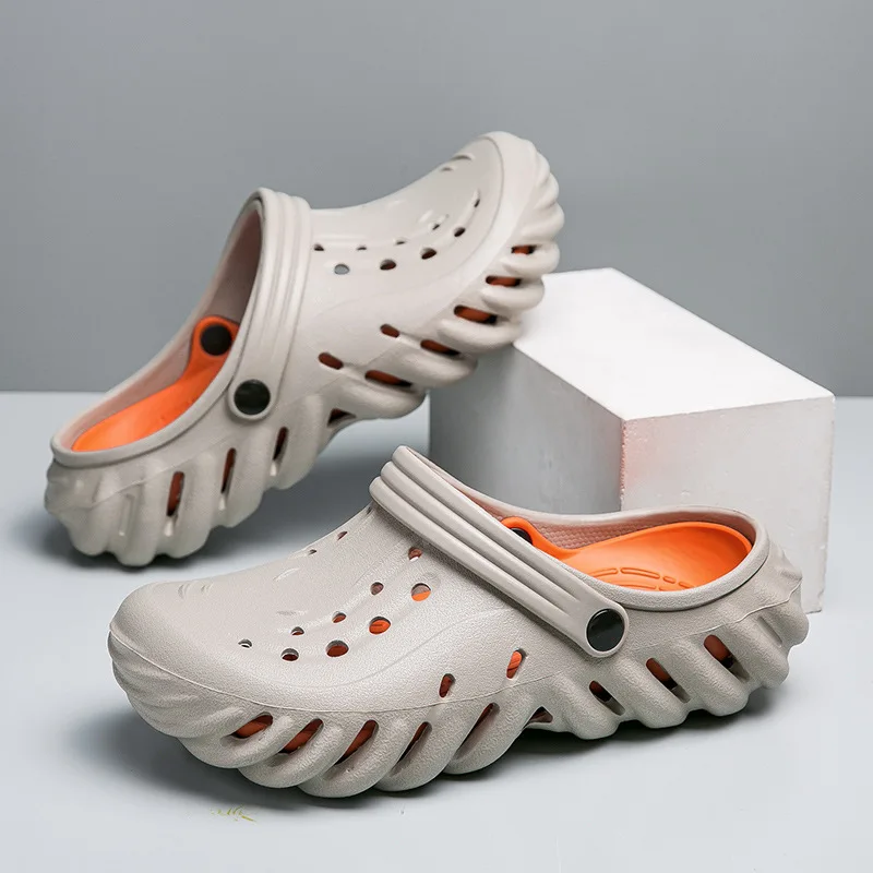 Обувь с отверстиями 2023, мужские тапочки, летние новые сандалии с нескользящей и износостойкой обмоткой, пляжные тапочки на мягкой подошве Изображение 2
