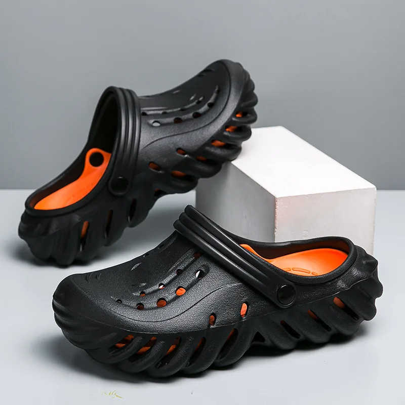 Обувь с отверстиями 2023, мужские тапочки, летние новые сандалии с нескользящей и износостойкой обмоткой, пляжные тапочки на мягкой подошве Изображение 3