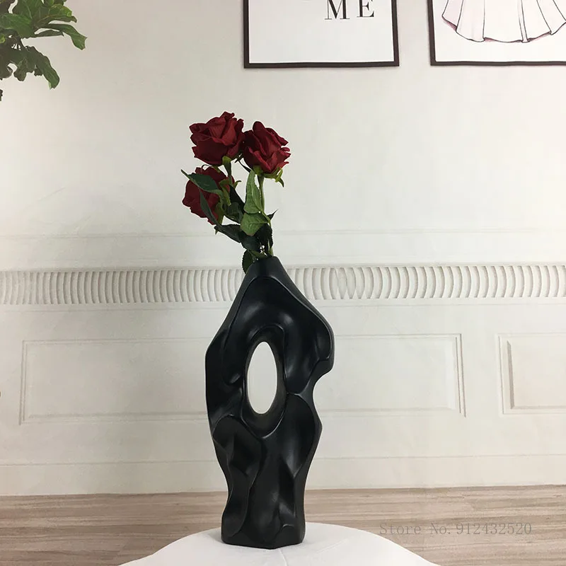 Скандинавская керамическая ваза странной формы, украшение домашнего обеденного стола, сада, гостиной, цветочный горшок, свадебное украшение Изображение 0