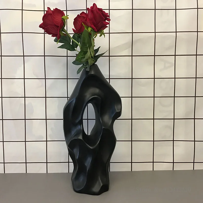 Скандинавская керамическая ваза странной формы, украшение домашнего обеденного стола, сада, гостиной, цветочный горшок, свадебное украшение Изображение 2