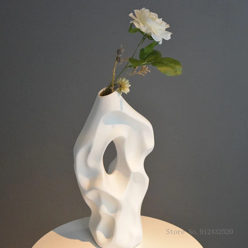 Скандинавская керамическая ваза странной формы, украшение домашнего обеденного стола, сада, гостиной, цветочный горшок, свадебное украшение Изображение 5
