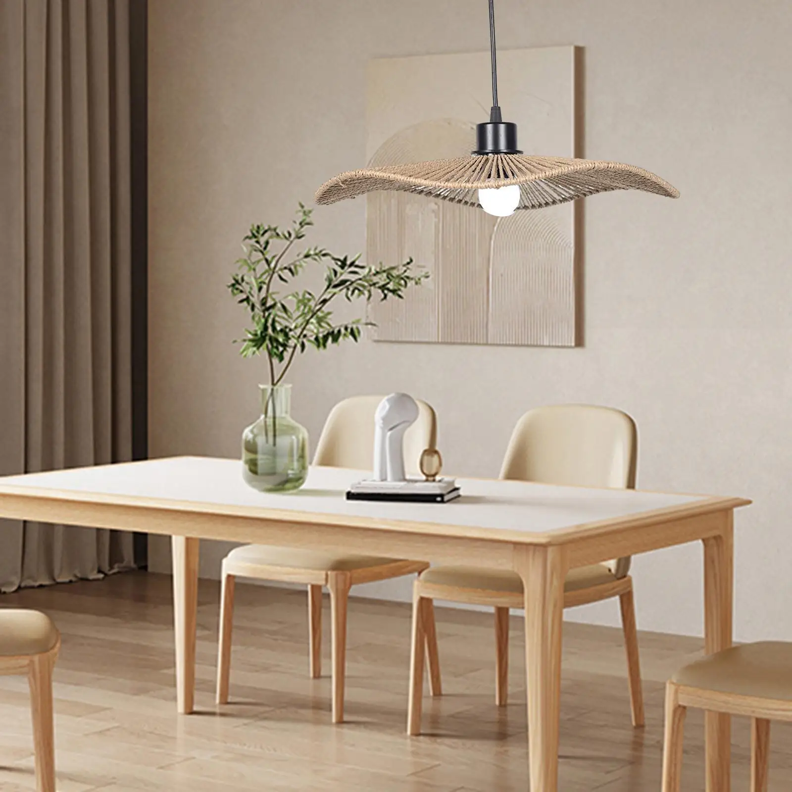 Тканый бумажный канатный абажур для лампы Легкий абажур для столовой домашней кухни Остров Изображение 1
